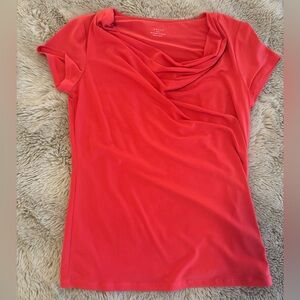 Grace Coral Drape Neck Short Sleeve Top